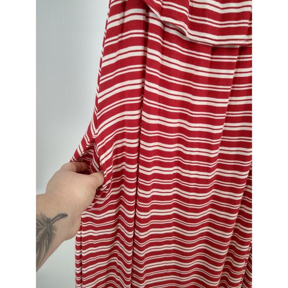 Lane Bryant A-Line Dress Plus 14/16 Striped‎ Cutout Off The Shoulder Red White - Picture 4 of 7
